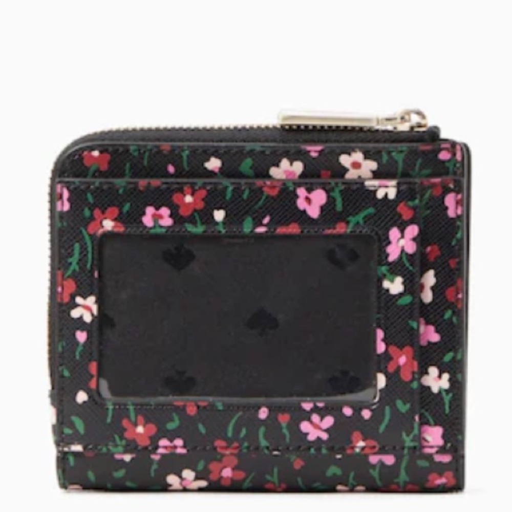 NWT Kate Spade Black Floral Splendid Ditsy Schuyler Small L Zip Bifold Wallet - Picture 3 of 15